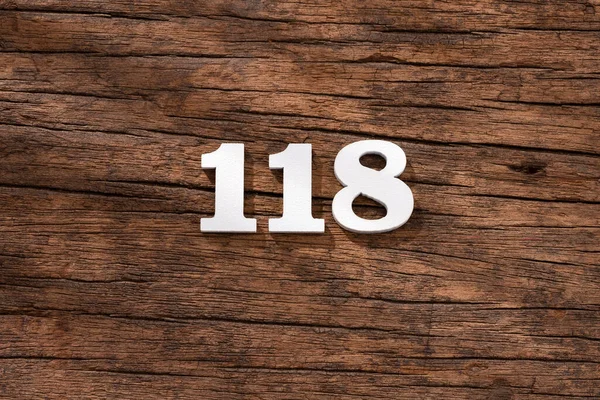 Číslo 118 Dřevě Izolované Venkovském Pozadí — Stock fotografie