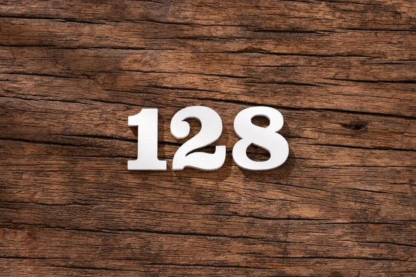 Nummer 128 Trä Isolerad Rustik Bakgrund — Stockfoto
