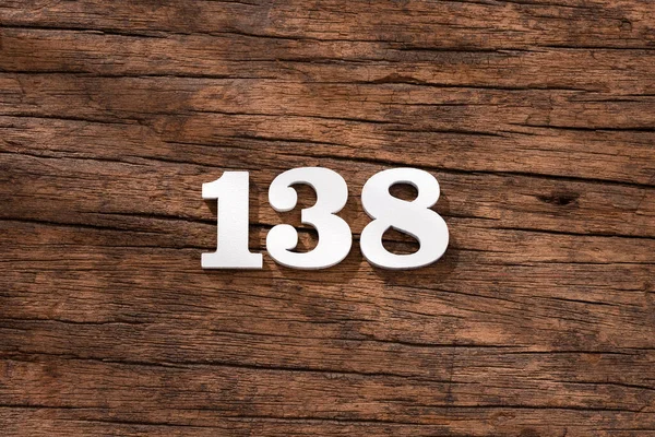Číslo 138 Dřevě Izolované Venkovském Pozadí — Stock fotografie