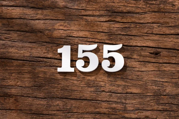 Číslo 155 Kus Rustikálním Dřevěném Pozadí — Stock fotografie