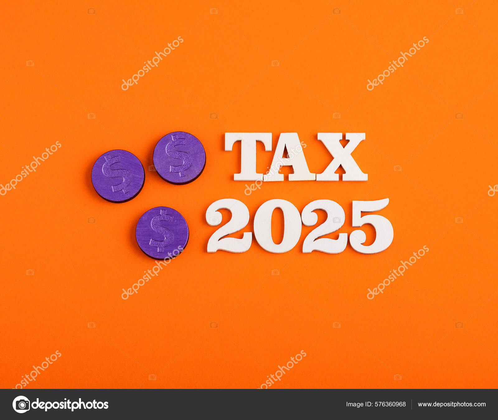 Payment Taxes Year 2025 White Numbers Orange Background Stock Photo by
