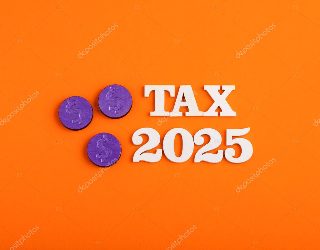 Pago de impuestos para el año 2025 Números blancos sobre fondo