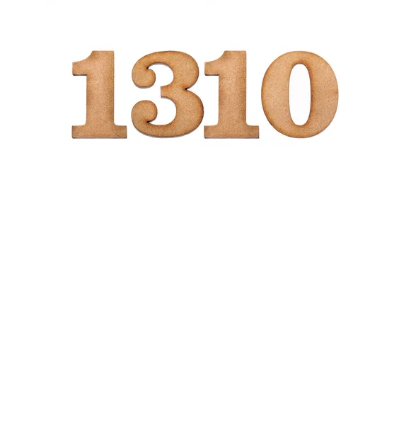 1310 Numara Beyaz Arkaplanda Izole Edilmiş Bir Tahta Parçası — Stok fotoğraf