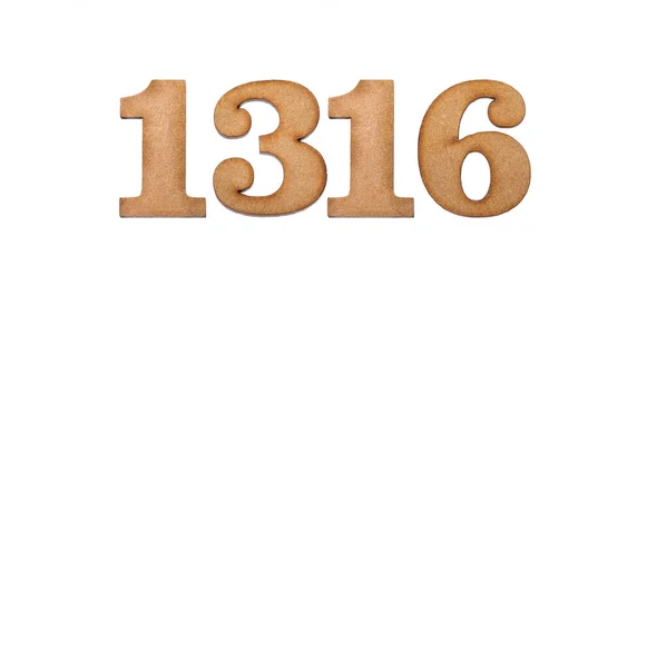 1316 Numara Beyaz Arkaplanda Izole Edilmiş Bir Tahta Parçası — Stok fotoğraf