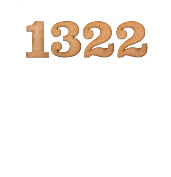 Numer 1322 Kawałek Drewna Izolowany Białym Tle — Zdjęcie stockowe