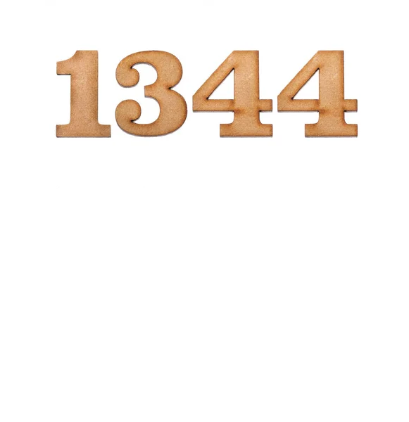 Number 1344 Piece Wood Isolated White Background — Stock Photo, Image
