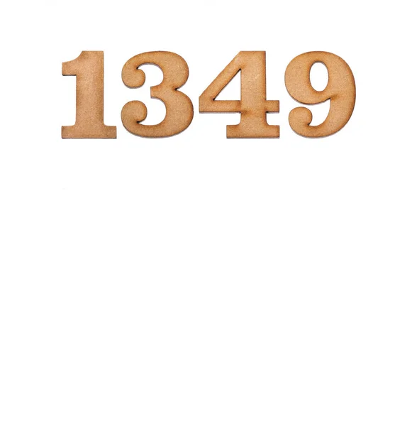 Nummer 1349 Trä Isolerad Vit Bakgrund — Stockfoto