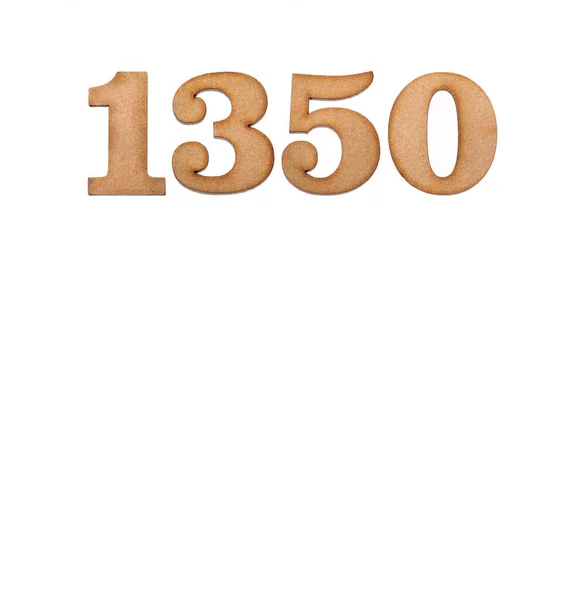 Numer 1350 Kawałek Drewna Izolowany Białym Tle — Zdjęcie stockowe