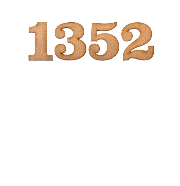 Номер 1352 Кусок Дерева Изолирован Белом Фоне — стоковое фото