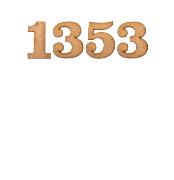 Número 1353 Madera Aislado Sobre Fondo Blanco — Foto de Stock