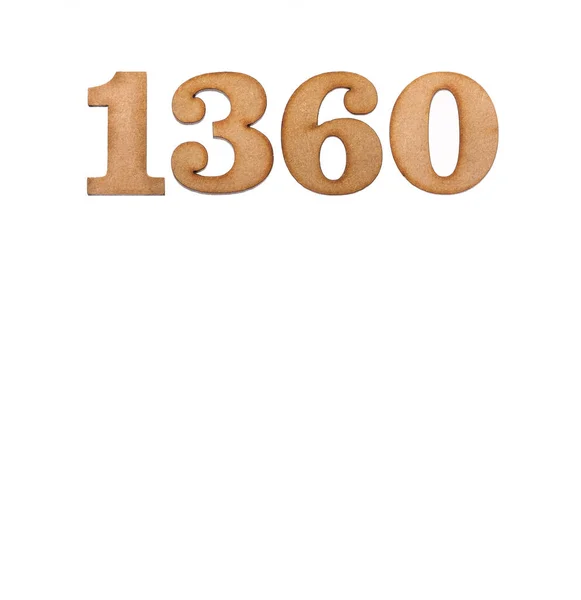 Numer 1360 Kawałek Drewna Izolowany Białym Tle — Zdjęcie stockowe