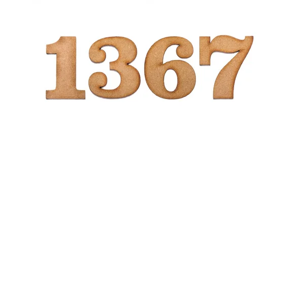 Número 1367 Madera Aislado Sobre Fondo Blanco — Foto de Stock