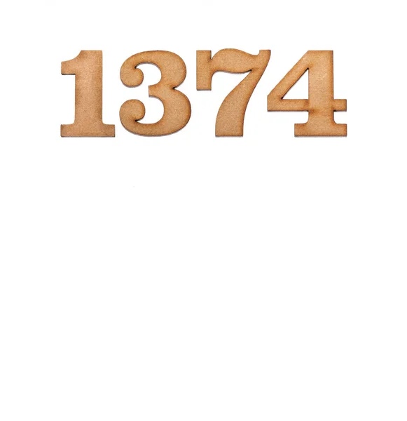 Number 1374 Piece Wood Isolated White Background — Stock Photo, Image