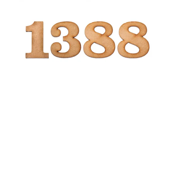 Number 1388 Piece Wood Isolated White Background — Stock Photo, Image