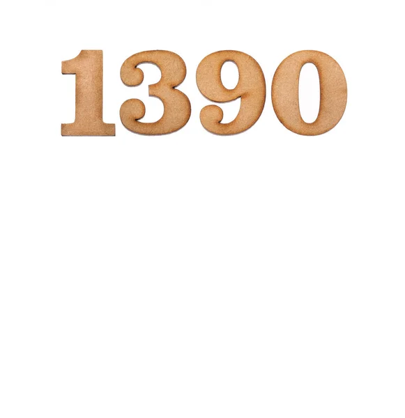 1390 Numara Beyaz Arkaplanda Izole Edilmiş Bir Tahta Parçası — Stok fotoğraf