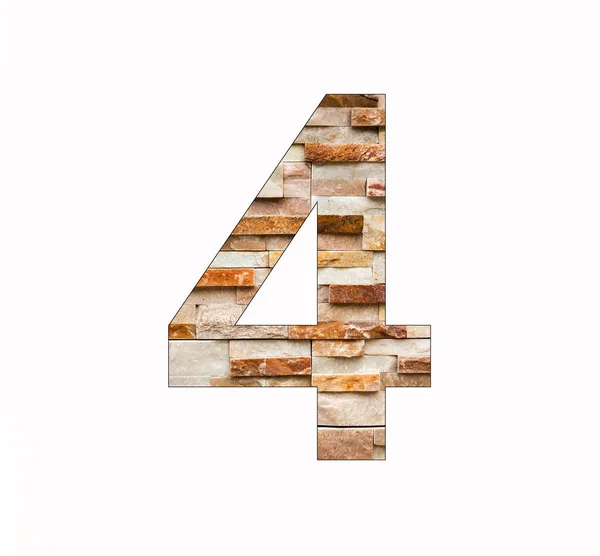 Number Digit Four Marble Block Background — Stock Photo, Image