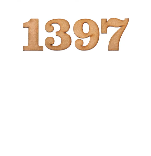 Число 1397 Дереве Изолированное Белом Фоне — стоковое фото