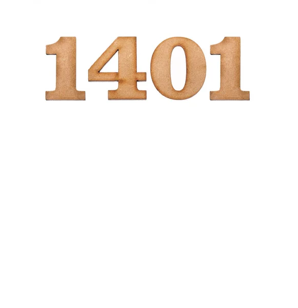 Number 1401 Wood Isolated White Background — Stok fotoğraf
