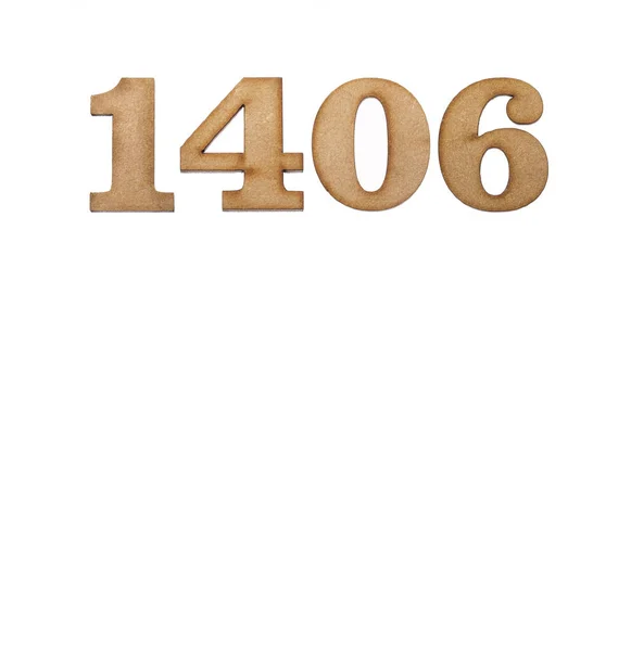 Number 1406 Piece Wood Isolated White Background — Stock Photo, Image