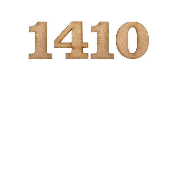 1410 Numara Beyaz Arkaplanda Izole Edilmiş Bir Tahta Parçası — Stok fotoğraf