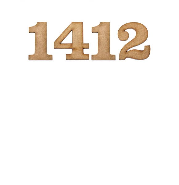Number 1412 Piece Wood Isolated White Background — Stok fotoğraf