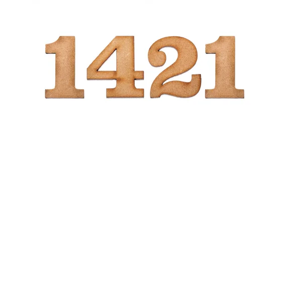 Number 1421 Wood Isolated White Background — Stock Photo, Image