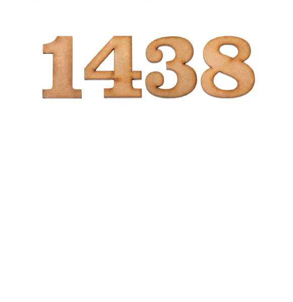 Number 1438 Piece Wood Isolated White Background — Stock Photo, Image