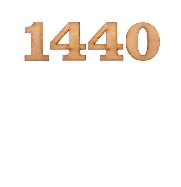 Nummer 1440 Stuk Hout Geïsoleerd Witte Achtergrond — Stockfoto