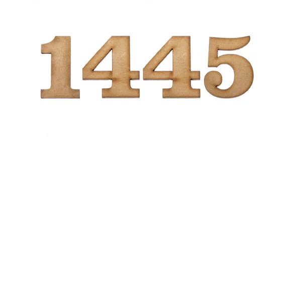 Number 1445 Wood Isolated White Background — 图库照片