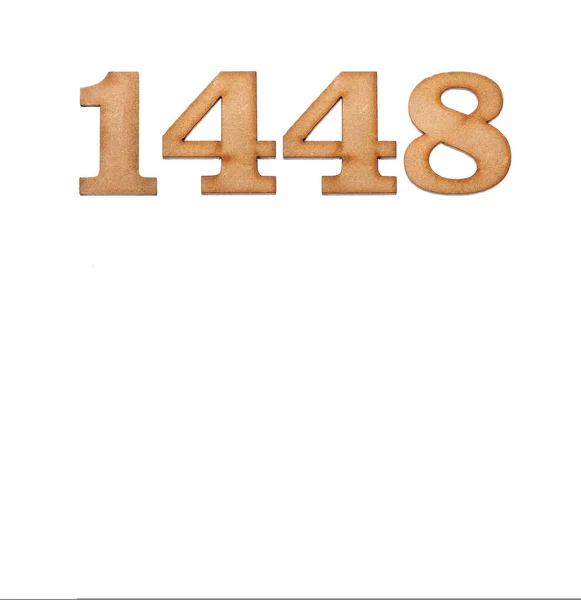 Number 1448 Piece Wood Isolated White Background — Zdjęcie stockowe