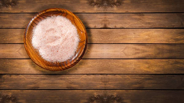 Λεπτόκοκκο Ροζ Αλάτι Και Κρύσταλλοι Ιμαλαΐων Κείμενο Χώρου — Φωτογραφία Αρχείου