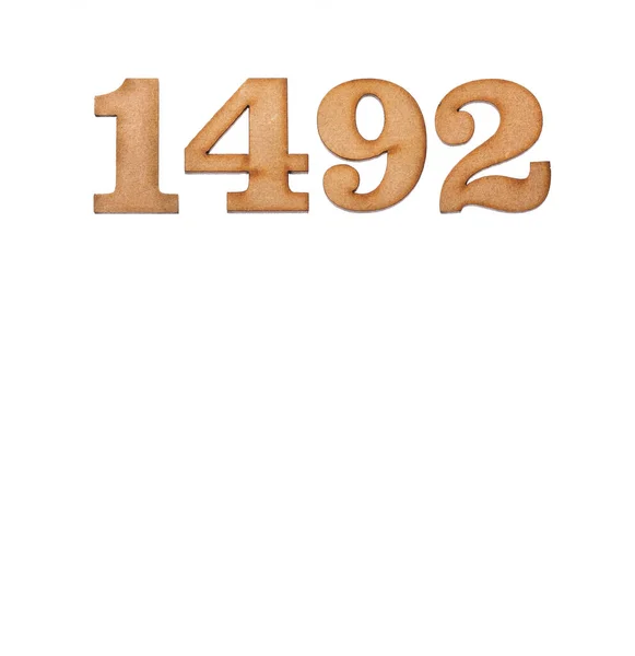 Number 1492 Piece Wood Isolated White Background — Zdjęcie stockowe