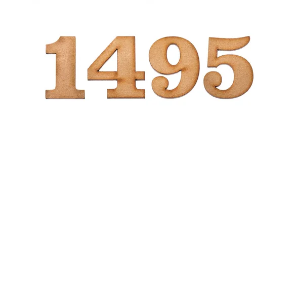 Number 1495 Wood Isolated White Background — Zdjęcie stockowe