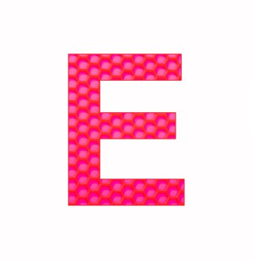 Alfabe harfi E - Kırmızı altıgenli silikon arkaplan