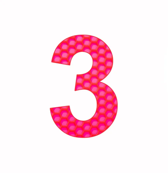 Number Digit Three Background Red Silicone Hexagonal — Stockfoto