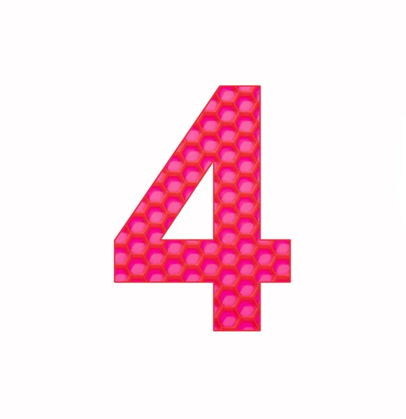 Number Digit Four Background Red Silicone Hexagonal — 스톡 사진