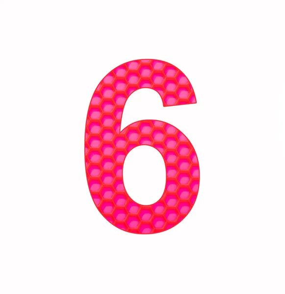 Number Digit Six Background Red Silicone Hexagonal — Zdjęcie stockowe