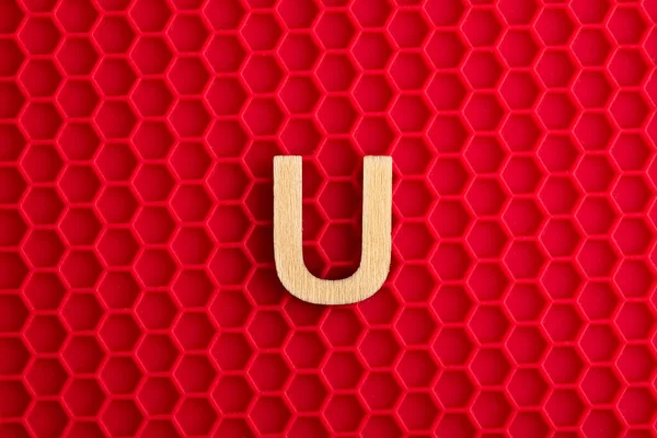 Alphabet Letter White Piece Silicone Background Red Hexagons — Photo