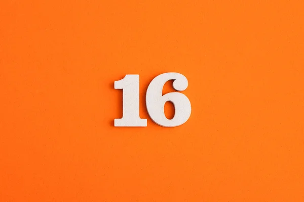 White Wooden Number Eva Rubber Orange Background — Stock Photo, Image