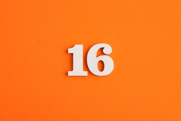 White Wooden Number Eva Rubber Orange Background — Φωτογραφία Αρχείου