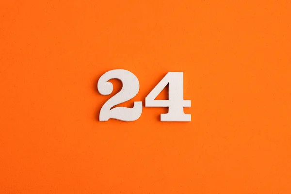 White Wooden Number Eva Rubber Orange Background — Foto Stock
