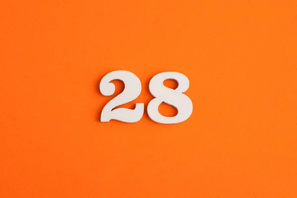 White Wooden Number Eva Rubber Orange Background — 스톡 사진