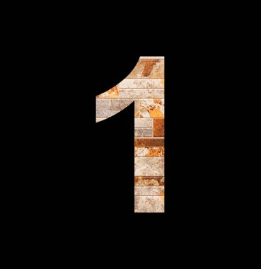 Number 1 - One digit on rustic tile background
