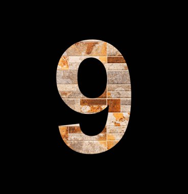 Number 9 - Nine digit on rustic tile background
