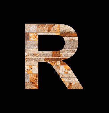 Alphabet letter R on tile background - Veneer texture