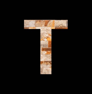 Alphabet letter T on tile background - Veneer texture