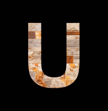 Alphabet letter U on tile background - Veneer texture