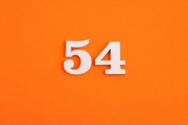 White Wooden Number Eva Rubber Orange Background — Φωτογραφία Αρχείου