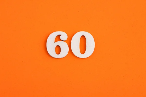 White Wooden Number Eva Rubber Orange Background — Stok fotoğraf
