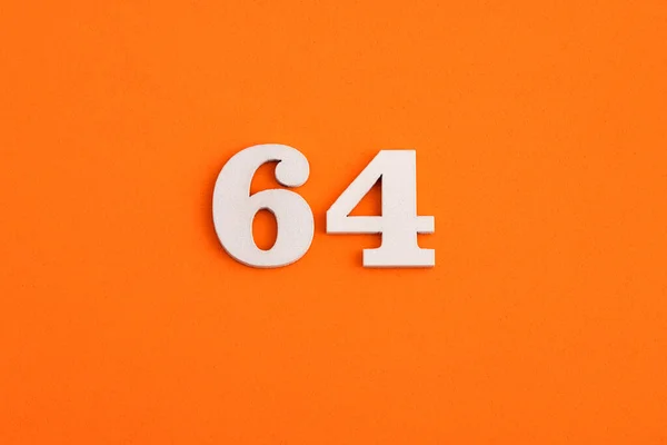 White Wooden Number Eva Rubber Orange Background — Zdjęcie stockowe